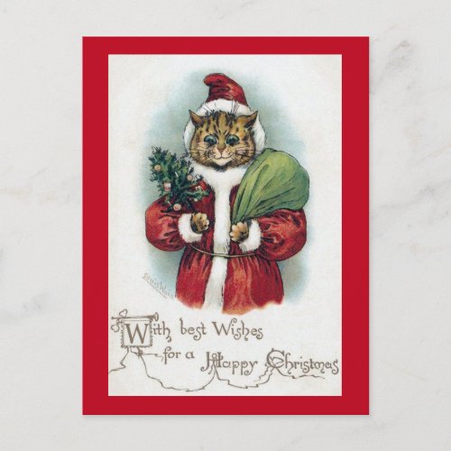Christmas cat Louis Wain Holiday Postcard