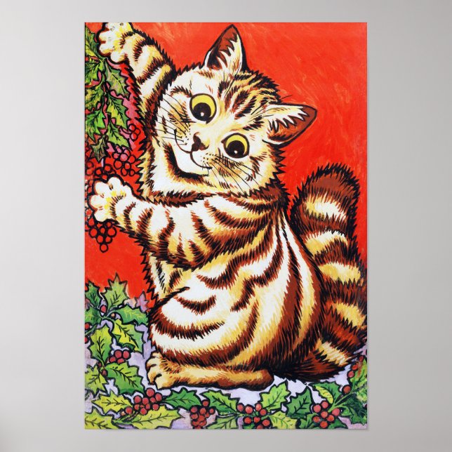 Christmas Cat, Louis Wain Poster (Front)
