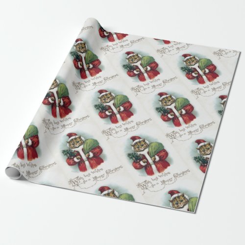 Christmas cat Louis Wain Wrapping Paper