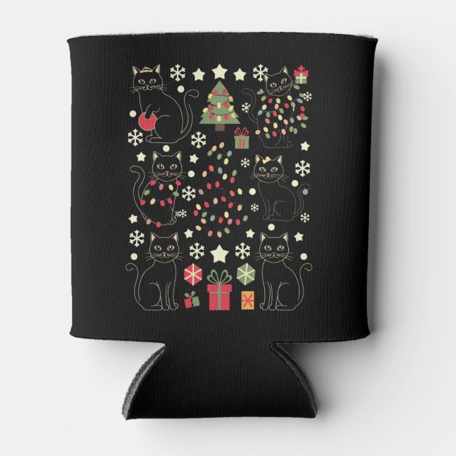 Christmas Cat Lover Gift For Cat Owner Can Cooler (Front)
