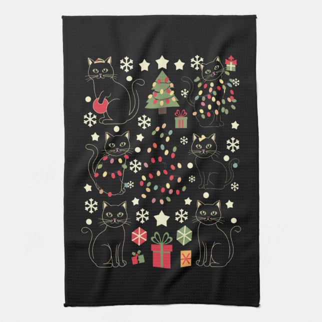 Christmas Cat Lover Gift For Cat Owner Kitchen Towel (Vertical)