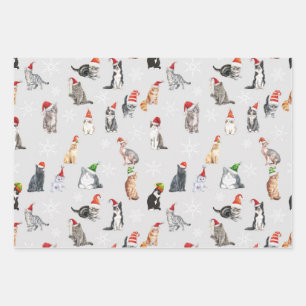 Christmas Cat Lover Gift, Yuletide Xmas Pattern Wrapping Paper Sheets
