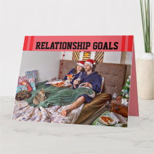 CHRISTMAS CAT LOVER PIZZA COUPLE GREETING CARDS