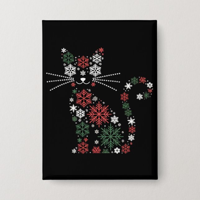 Christmas Cat Made up Snowflakes Funny Cats Button (Front)