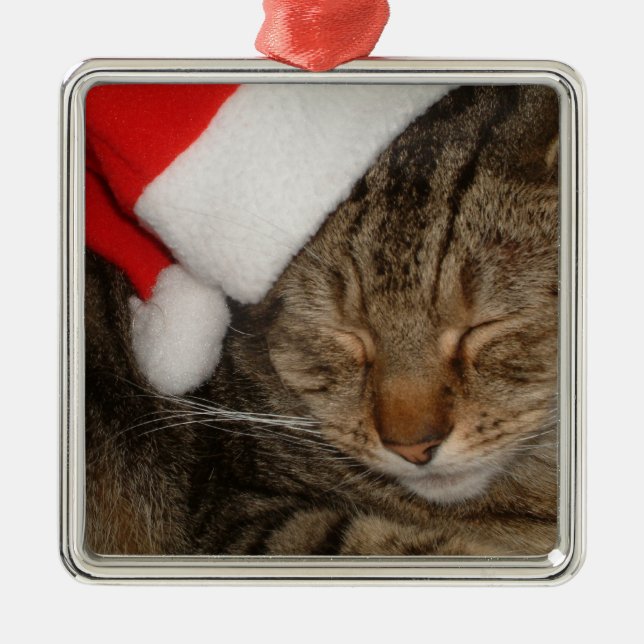 Christmas Cat Metal Ornament (Front)