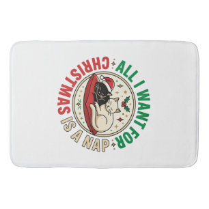 Christmas Cat Nap Holiday Design Bath Mat