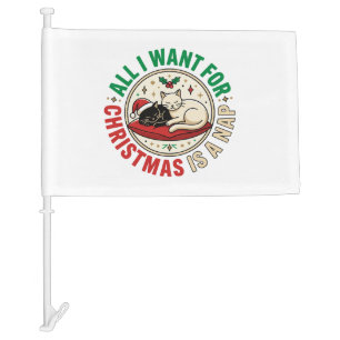 Christmas Cat Nap Holiday Design Car Flag