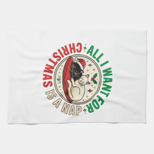 Christmas Cat Nap Holiday Design Kitchen Towel