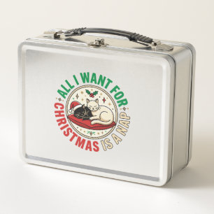Christmas Cat Nap Holiday Design Metal Lunch Box
