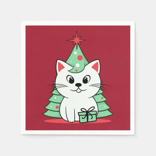 Christmas cat napkins (Front)