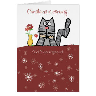 Christmas Cat Not on Santa's Nice List  Cards