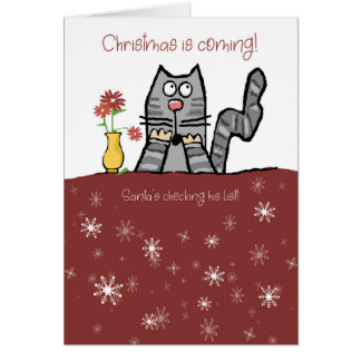 Christmas Cat Not on Santa's Nice List  Cards