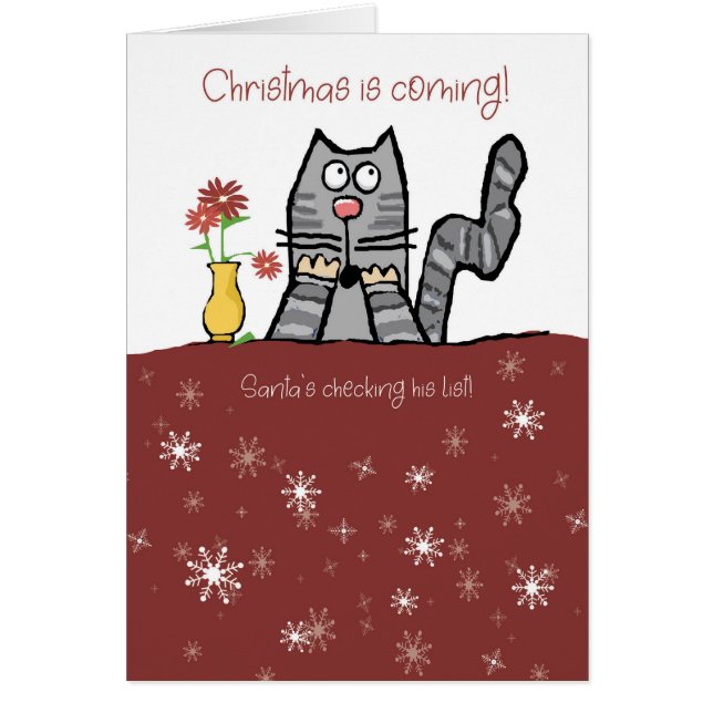 Christmas Cat Not on Santa's Nice List  Cards (Front)