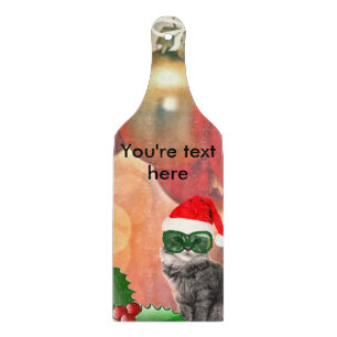 Christmas Cat on a christmas ball background Cutting Board