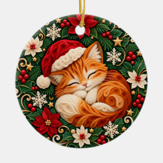 Christmas Cat Ornament Cute Sleeping Cat Holiday