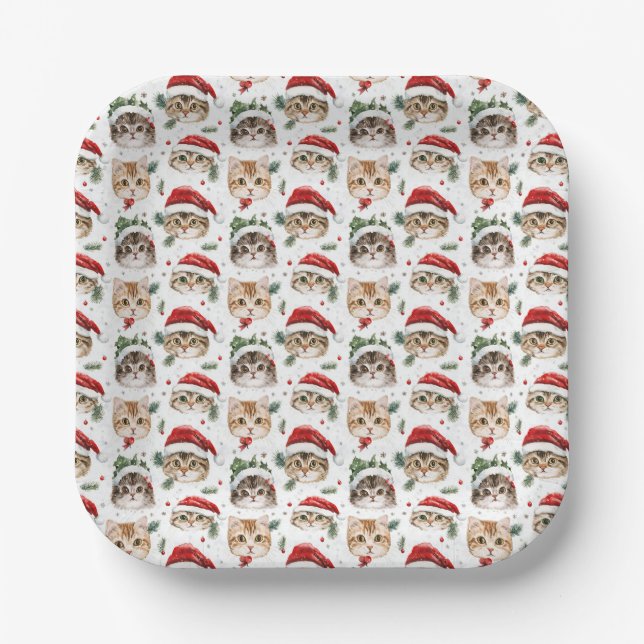 Christmas Cat  Paper Plates (Front)