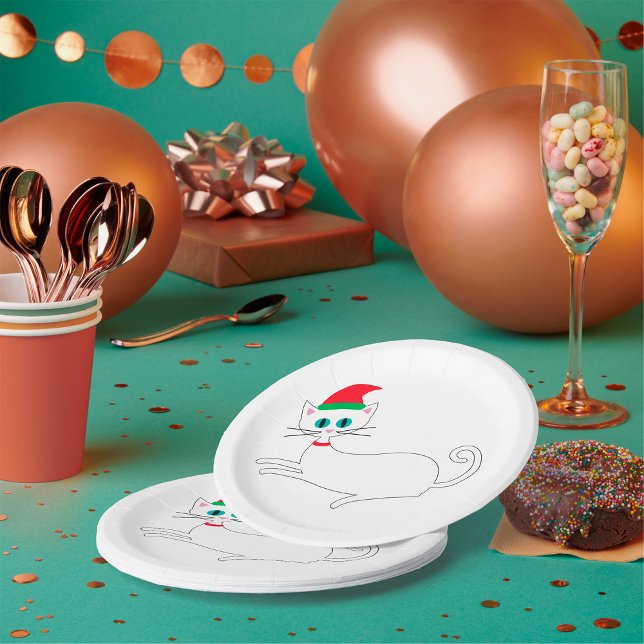 Christmas Cat Paper Plates (Creator Uploaded)