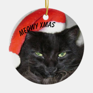 Christmas Cat Photo Ceramic Ornament