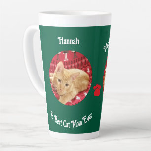 Christmas , Cat Photo ,Customizable Large 17 oz Latte Mug