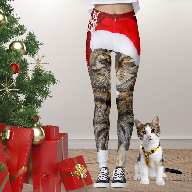 Christmas cat cheap leggings