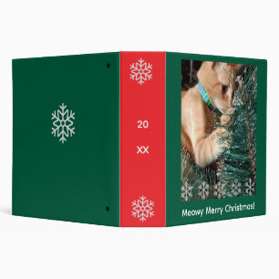 Christmas, Cat Photo Text, Customize, 3 Ring Binder