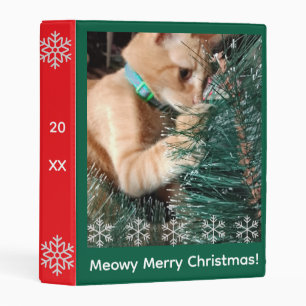 Christmas, Cat Photo Text, Customize, Mini Binder