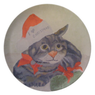 CHRISTMAS CAT PLATE