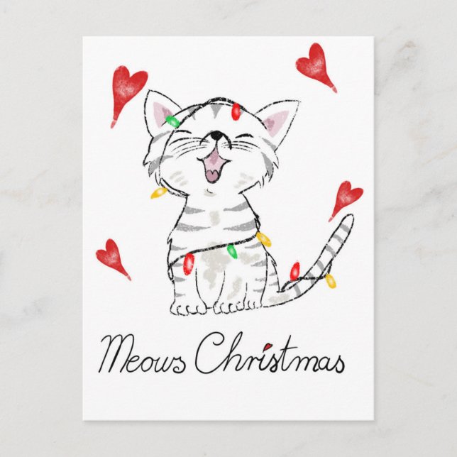 Christmas cat  postcard (Front)