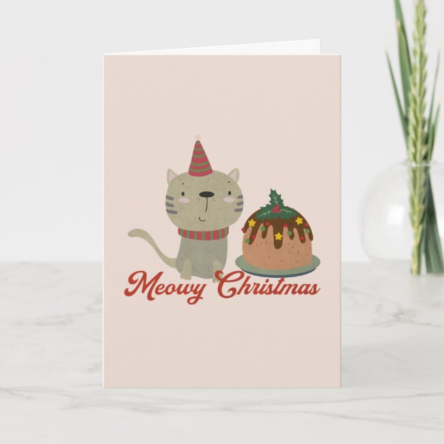 Christmas Cat Pun: Meowy Christmas Card (Front)