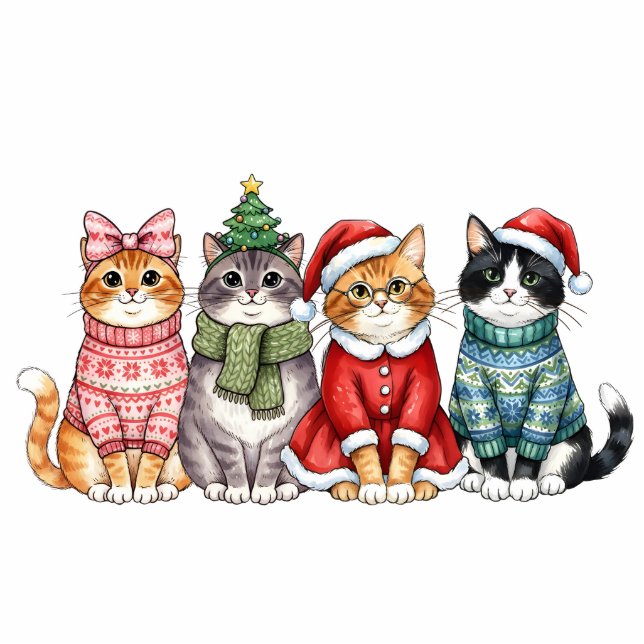 Christmas Cat Quartet Cutout (Front)
