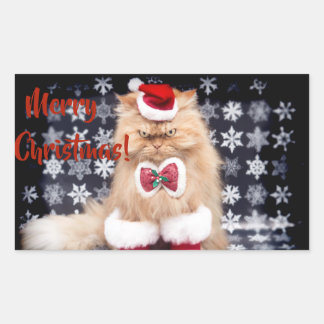 Christmas Cat Rectangular Sticker