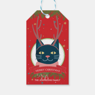 Christmas Tag Cat Gift Tags Gift Enclosures Zazzle