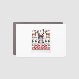 Christmas Cat Reindeer Ugly Christmas Sweater T-Sh Car Magnet