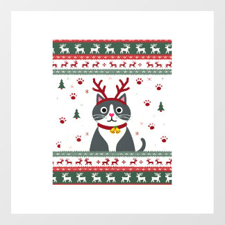 Christmas Cat Reindeer Ugly Christmas Sweater T-Sh Floor Decals