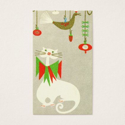 Christmas Cat Retro Holiday Gift Tag Holiday Kitty