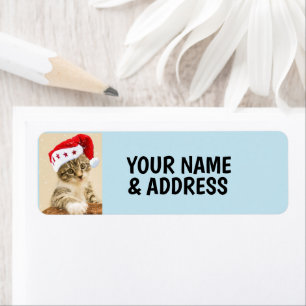 CHRISTMAS CAT RETURN ADDRESS LABELS