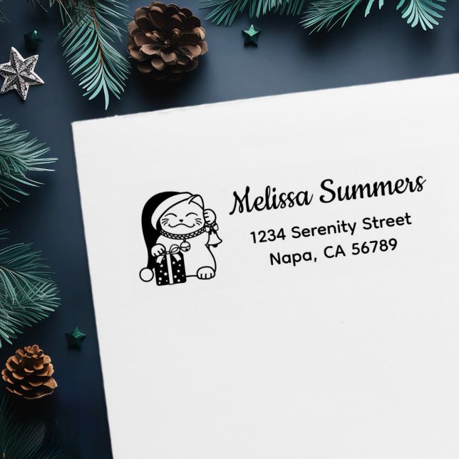 Christmas Cat Return Address Self-inking Stamp (Creator Uploaded)