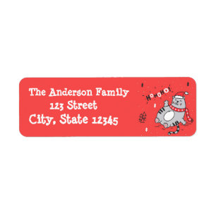 Christmas Cat Santa Christmas Return Address Label
