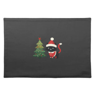 Christmas Cat Santa Tree Vector Cloth Placemat