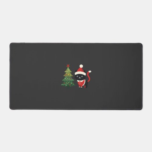 Christmas Cat Santa Tree Vector Desk Mat