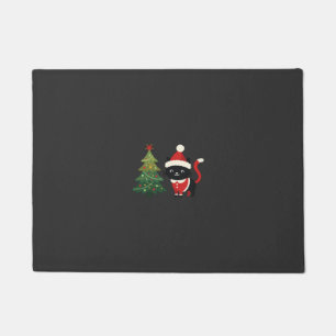 Christmas Cat Santa Tree Vector Doormat