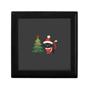 Christmas Cat Santa Tree Vector Gift Box
