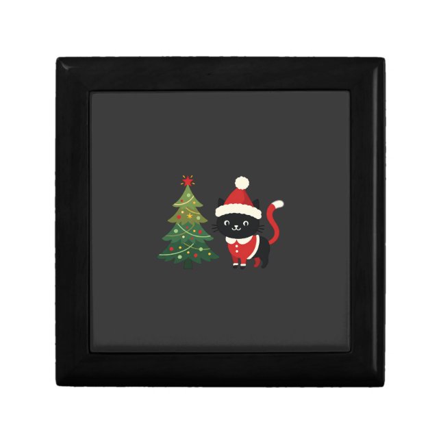 Christmas Cat Santa Tree Vector Gift Box (Front)