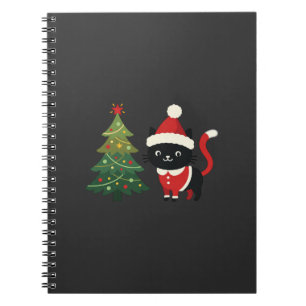 Christmas Cat Santa Tree Vector Notebook