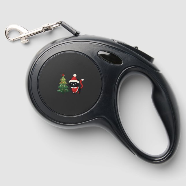 Christmas Cat Santa Tree Vector Retractable Pet Leash (Front)