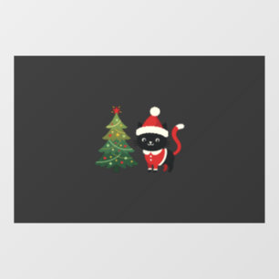 Christmas Cat Santa Tree Vector Window Cling