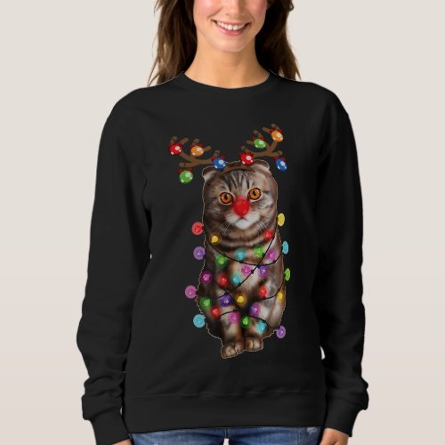 Christmas Cat Scottish Fold Cat Lover Sweatshirt