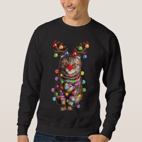 Christmas Cat Scottish Fold Cat Lover Sweatshirt