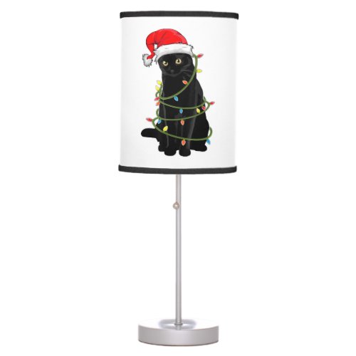 Christmas Cat Shirt For Men Black Cat Christmas Table Lamp