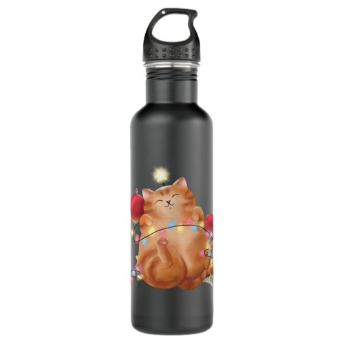 Christmas cat   stainless steel water bottle